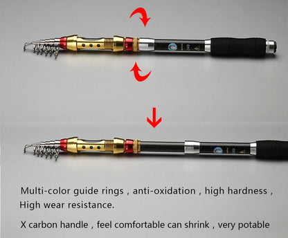 Yernea Carbon Fiber Telescopic Fishing Rod – 99% Carbon, 1.8-3.6M Spinning Sea Rod for Saltwater & Freshwater